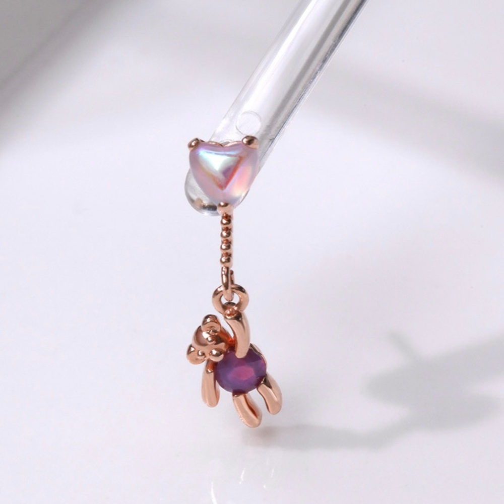 NIB Luvre Paris Korean Mini Bear Piercing Cute Dainty Minimalist 14K Gold Post